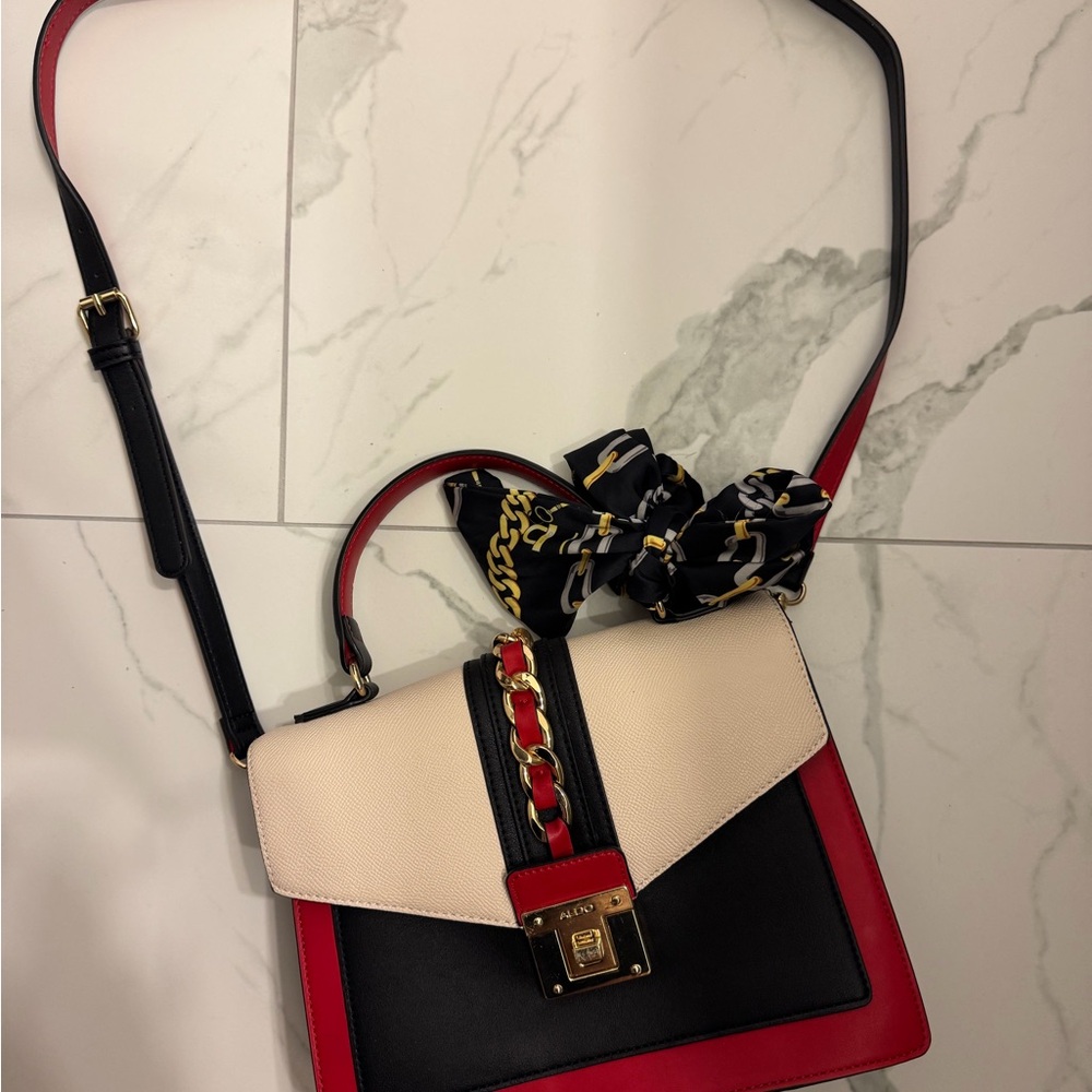 Aldo Black, Red, and Cream Satchel
